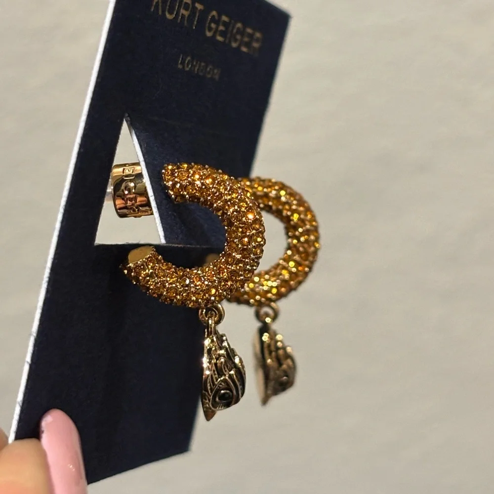 Kurt Geiger Gold and Black Earrings - Picture 4 of 9